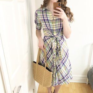 Cottagecore Ralph Lauren Tie Front Plaid Dress